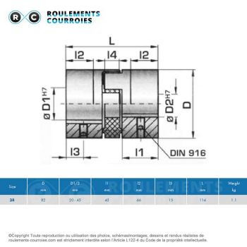 Le modèle de Accouplement complet HABIX PLUS Desch HPK-38F-25/25 - HPK-38F-25/25-DESCH