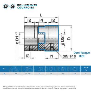 Le modèle de Demi-flasque HABIX PLUS Desch HPK-38F-25 - HPK-38F-25-DESCH