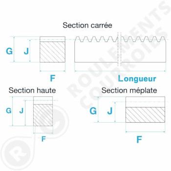 Le modèle de Crémaillères carrée en acier ref KRM1.5L1003CC - KRM1.5L1003CC