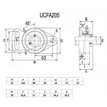 Le modèle de Palier à flan orientable serrage vis pointeaux ref UCFA205 diamètre d'arbre 25 m - UCFA205