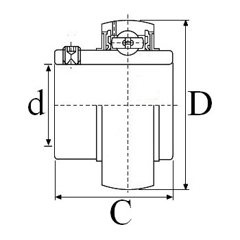 Le modèle de Roulement de palier serrage vis pointeaux ref UC205-16 diamètre d'arbre 25,4 mm - UC205-16