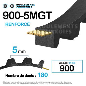 Le modèle de Courroie en chloroprène dentée renforcée ref 900-5MGT15 - 900-5MHP15-OPTIBELT