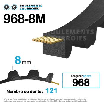 Le modèle de Courroie dentée en chloroprène ref 968-8M30 - 968-8M30