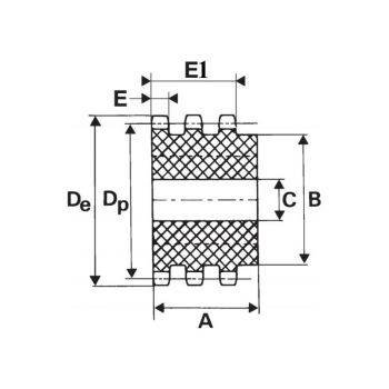 Le modèle de Pignon pré-alésé inoxydable pour chaine norme ISO 06B Triple, 14 dents - PIT06B14-INOX